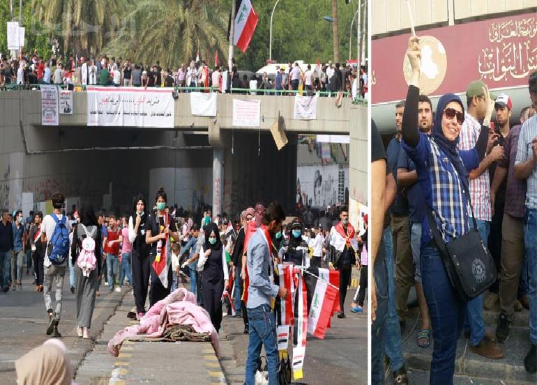 إصابة متظاهرين في بغداد..حقوق الإنسان تكشف مصير الناشطة المخطوفة رنا الصميدعي